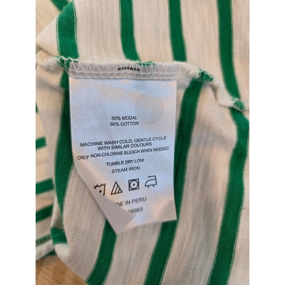 Evereve Striped Sweatshirt Hoodie Ivory Green Size L Cotton Modal - Picture 9 of 9